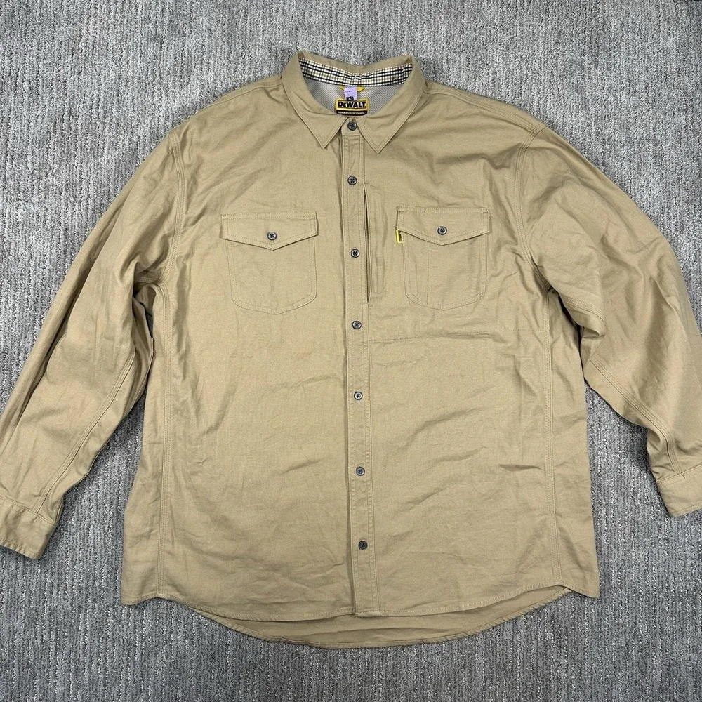 DeWalt Guaranteed‎ Tough Austin ProStretch Long Sleeve Shirt Size 2XL Brown Work